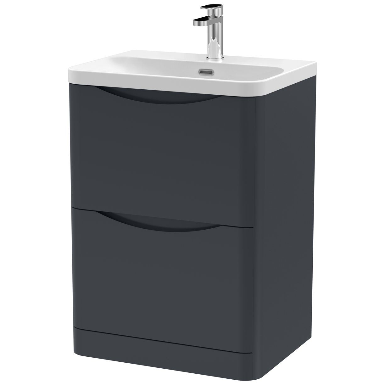 600mm Floor Standing 2 Drawer Vanity & Thin Edge Ceramic Basin