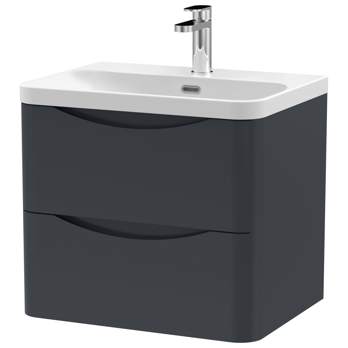 600mm Wall Hung 2 Drawer Vanity & Thin Edge Ceramic Basin