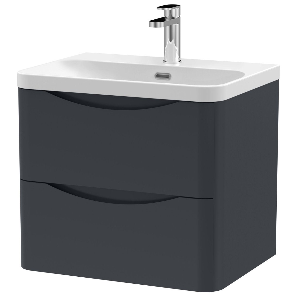 600mm Wall Hung 2 Drawer Vanity & Thin Edge Ceramic Basin