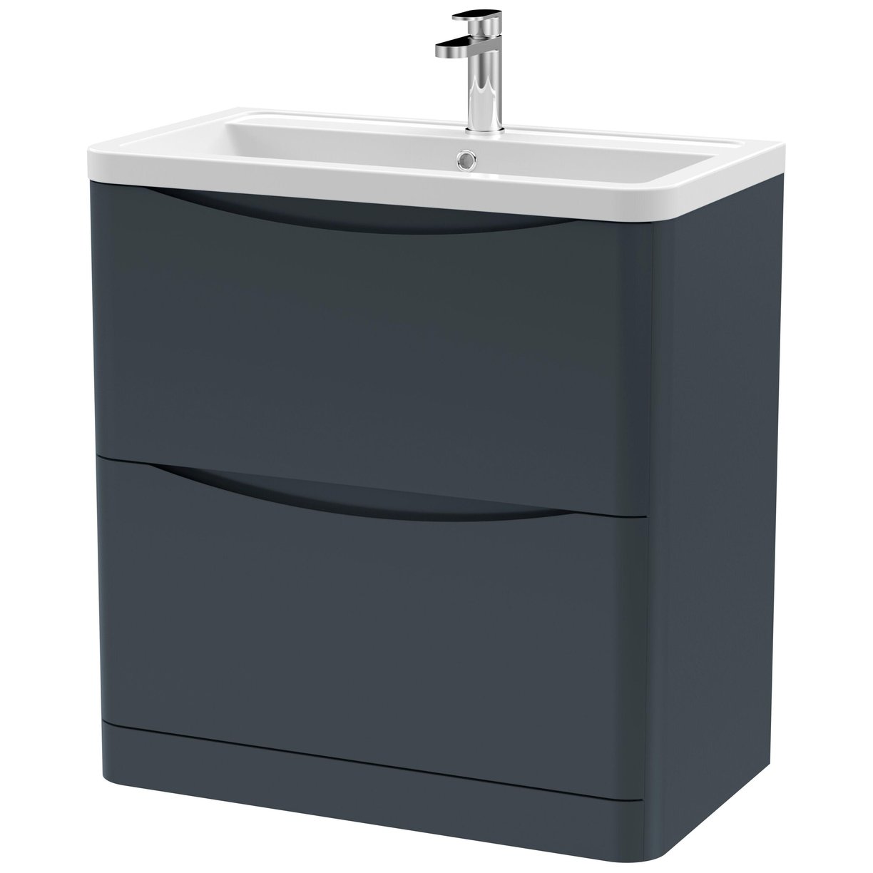 800mm F/S 2-Drawer Unit & Ceramic Basin - Satin Soft Black