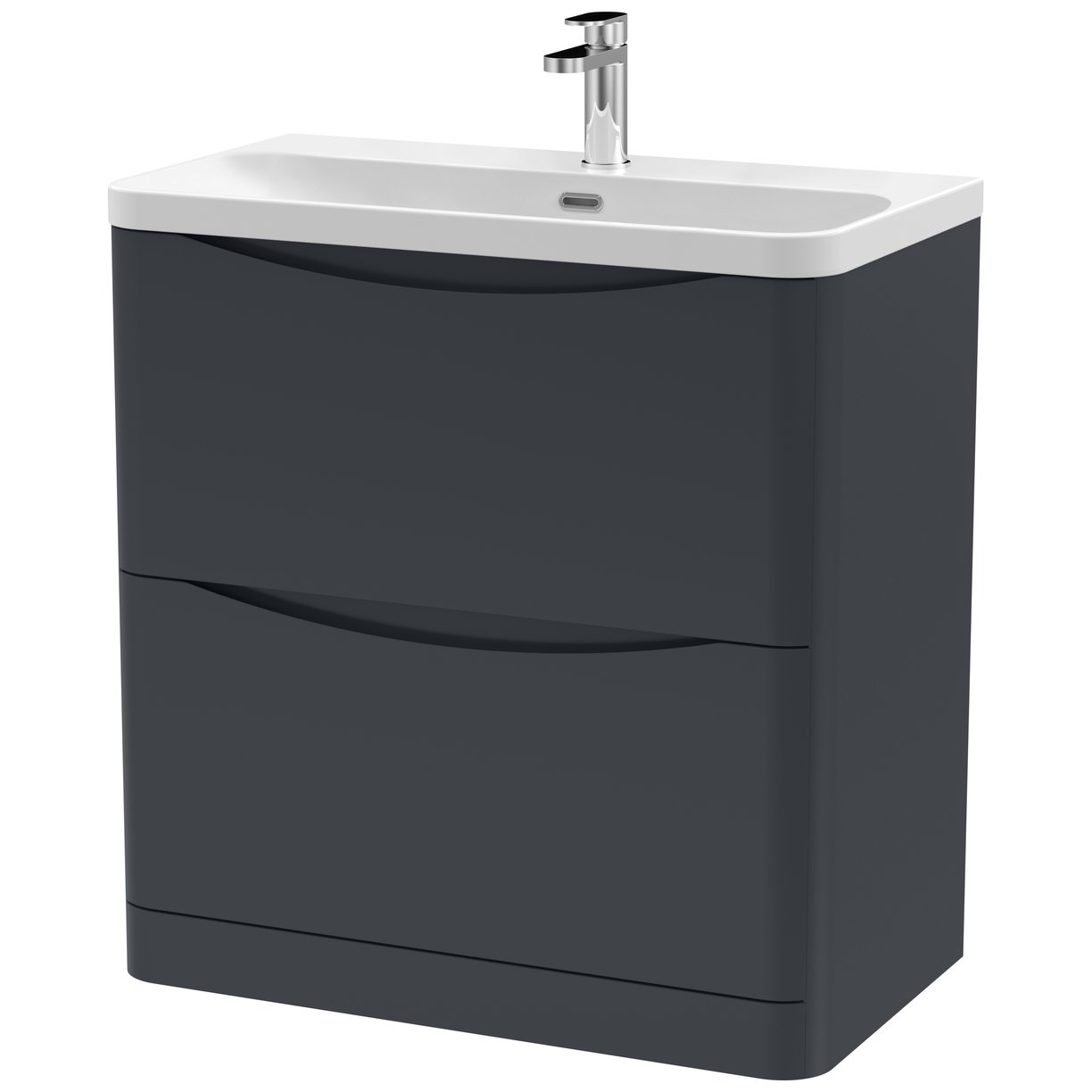 800mm Floor Standing 2 Drawer Vanity & Thin Edge Ceramic Basin