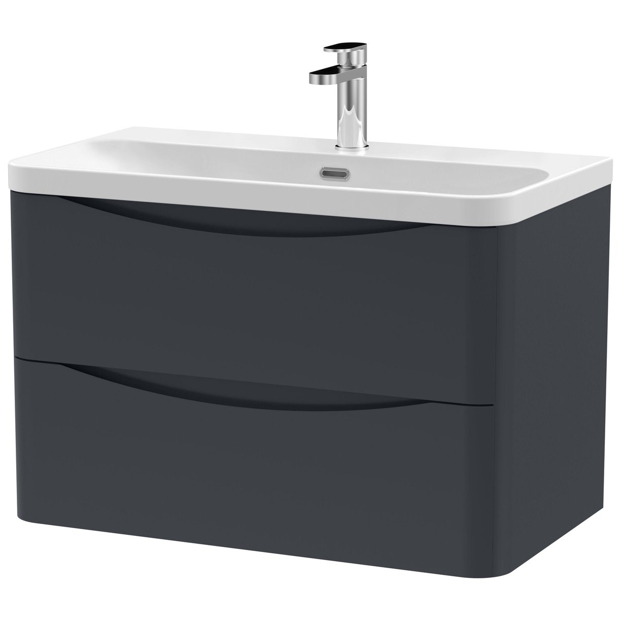 800mm Wall Hung 2 Drawer Vanity & Thin Edge Ceramic Basin