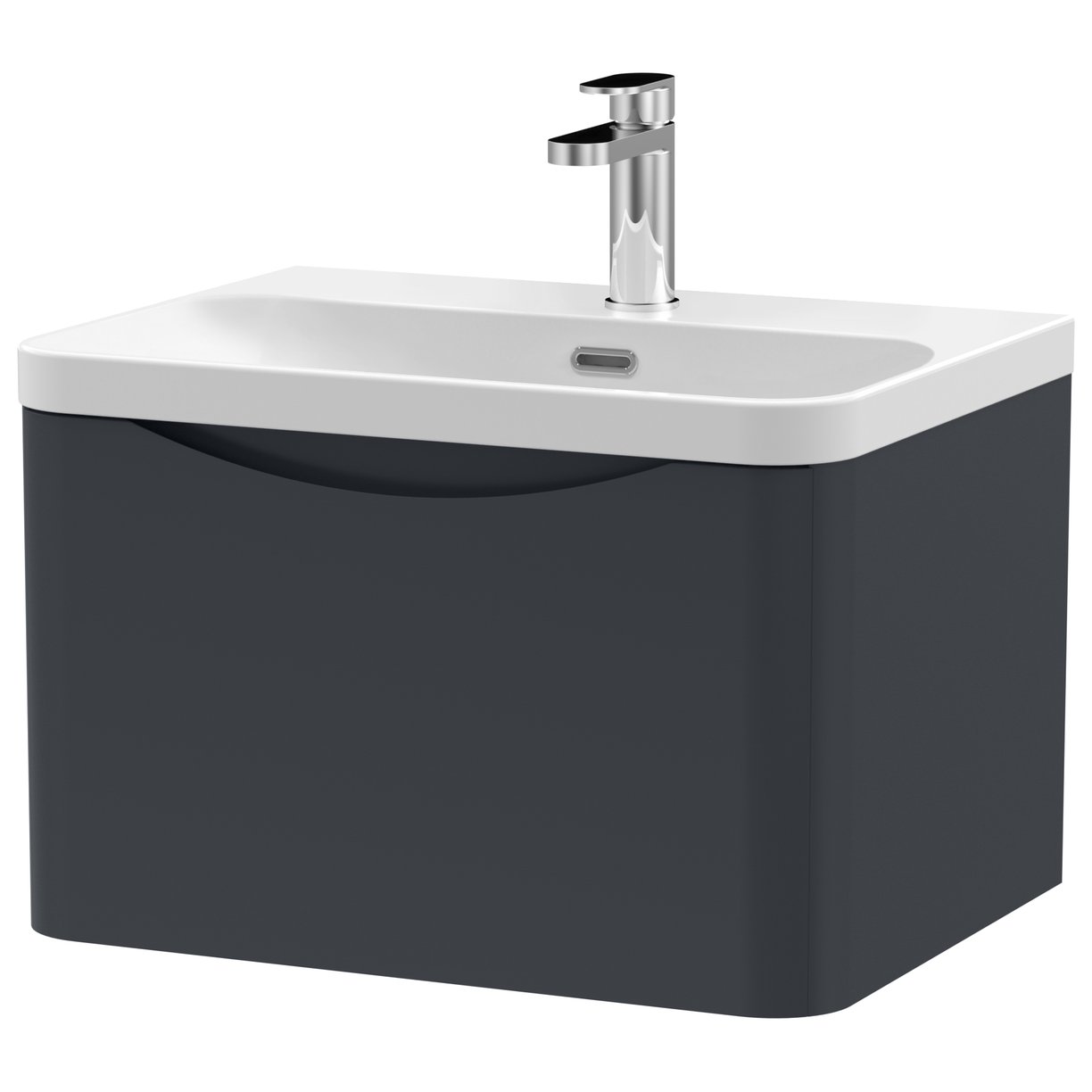 600mm Wall Hung 1 Drawer Vanity & Thin Edge Ceramic Basin