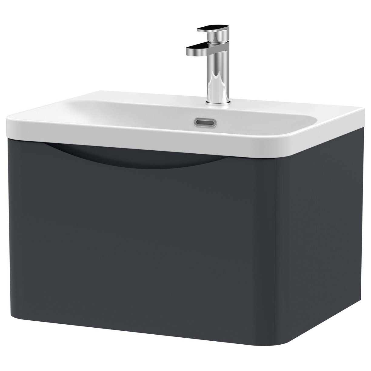 600mm Wall Hung 1 Drawer Vanity & Thin Edge Ceramic Basin