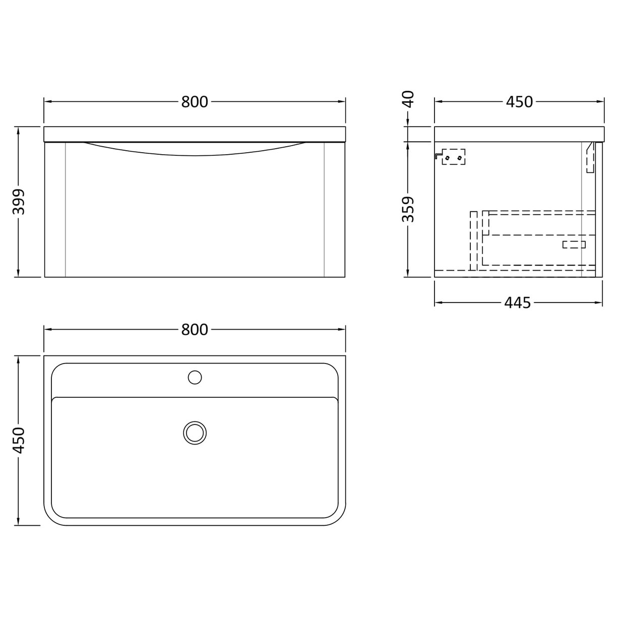 800 W/H 1-Drawer Unit & Polymarble Basin