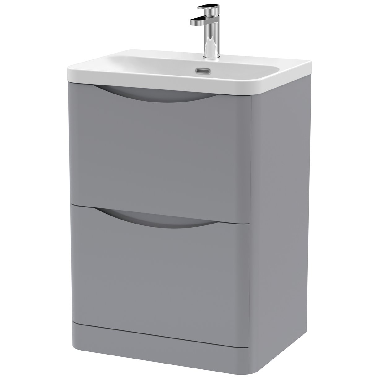 600mm Floor Standing 2 Drawer Vanity & Thin Edge Ceramic Basin