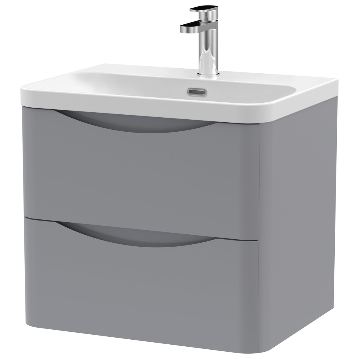 600mm Wall Hung 2 Drawer Vanity & Thin Edge Ceramic Basin
