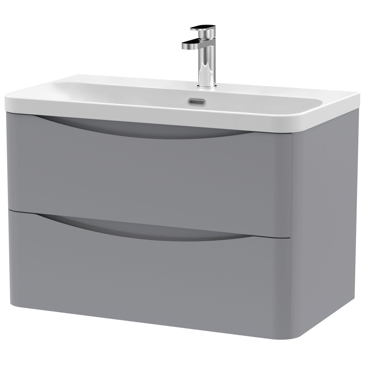 800mm Wall Hung 2 Drawer Vanity & Thin Edge Ceramic Basin