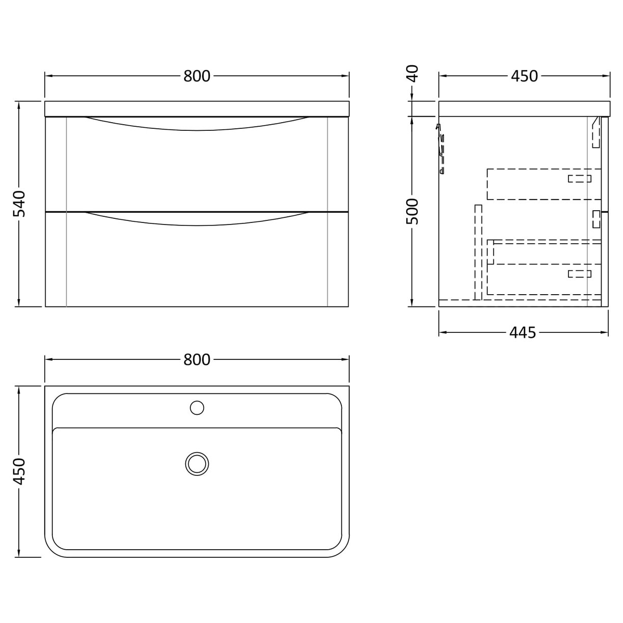 800 W/H 2-Drawer Unit & Polymarble Basin