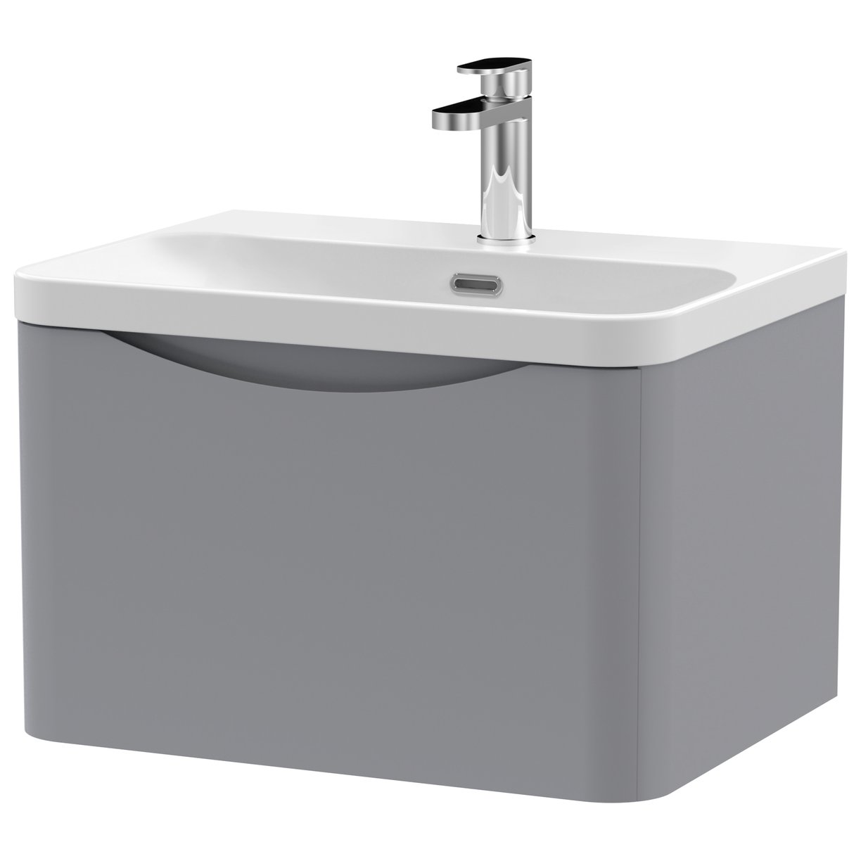 600mm Wall Hung 1 Drawer Vanity & Thin Edge Ceramic Basin