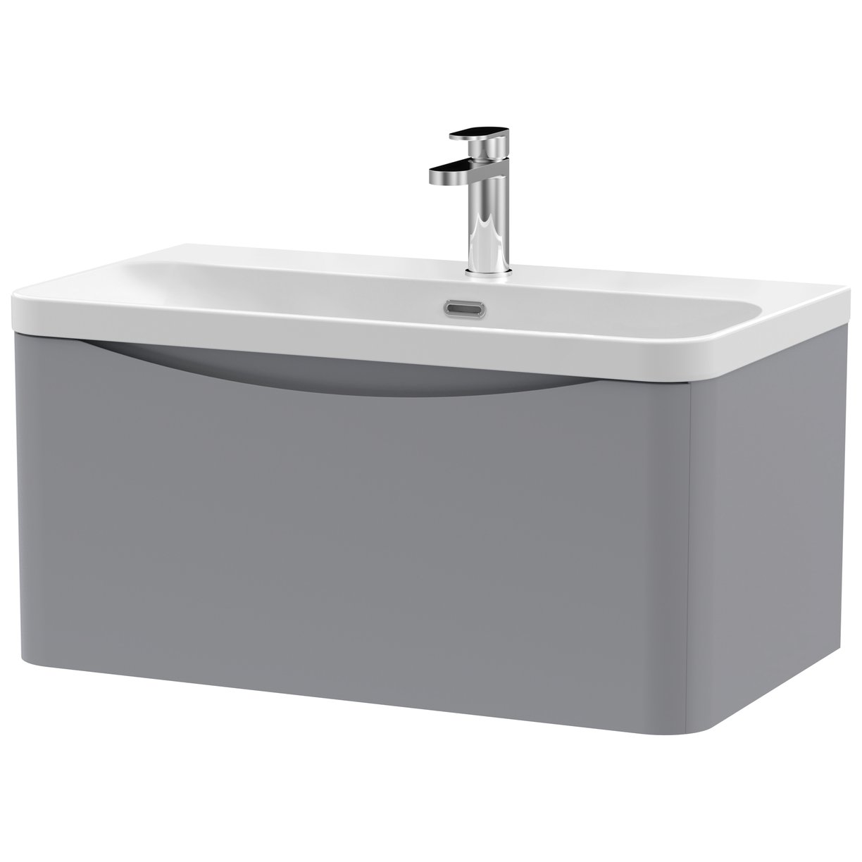 800mm Wall Hung 1 Drawer Vanity & Thin Edge Ceramic Basin