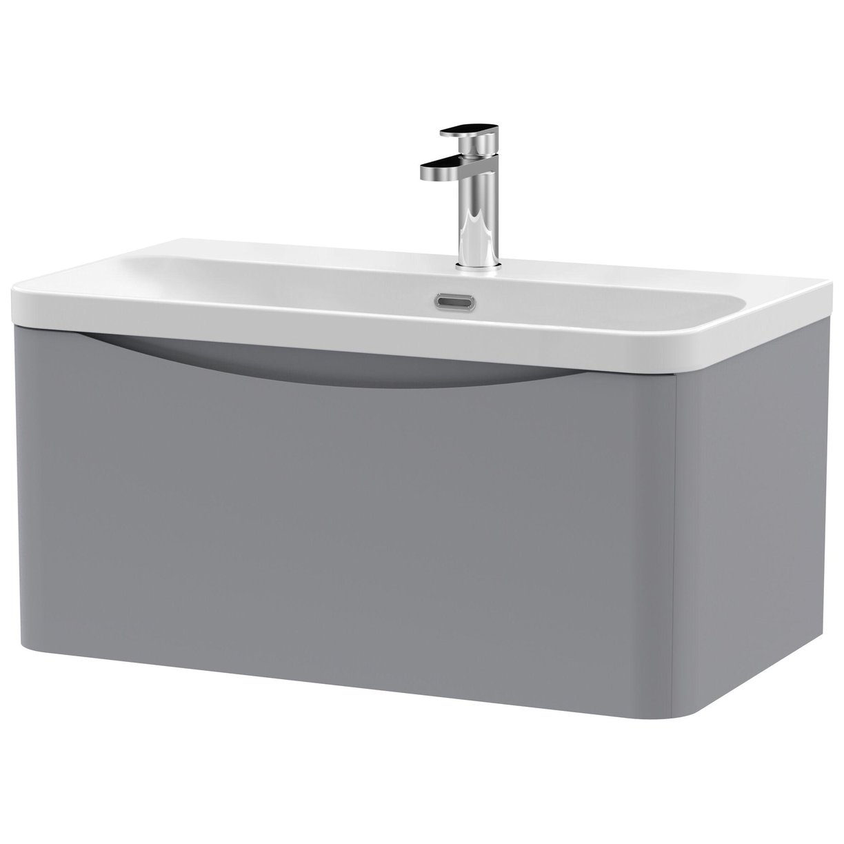 800mm Wall Hung 1 Drawer Vanity & Thin Edge Ceramic Basin