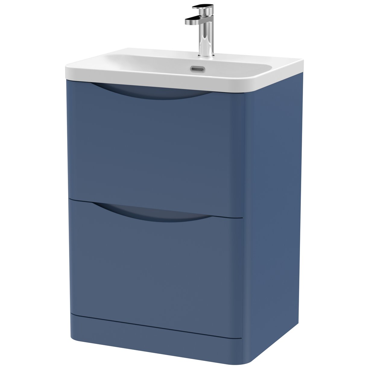 600mm Floor Standing 2 Drawer Vanity & Thin Edge Ceramic Basin