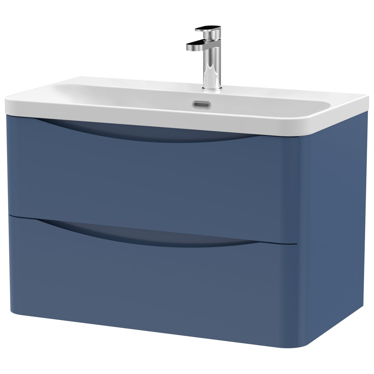 800mm Wall Hung 2 Drawer Vanity & Thin Edge Ceramic Basin