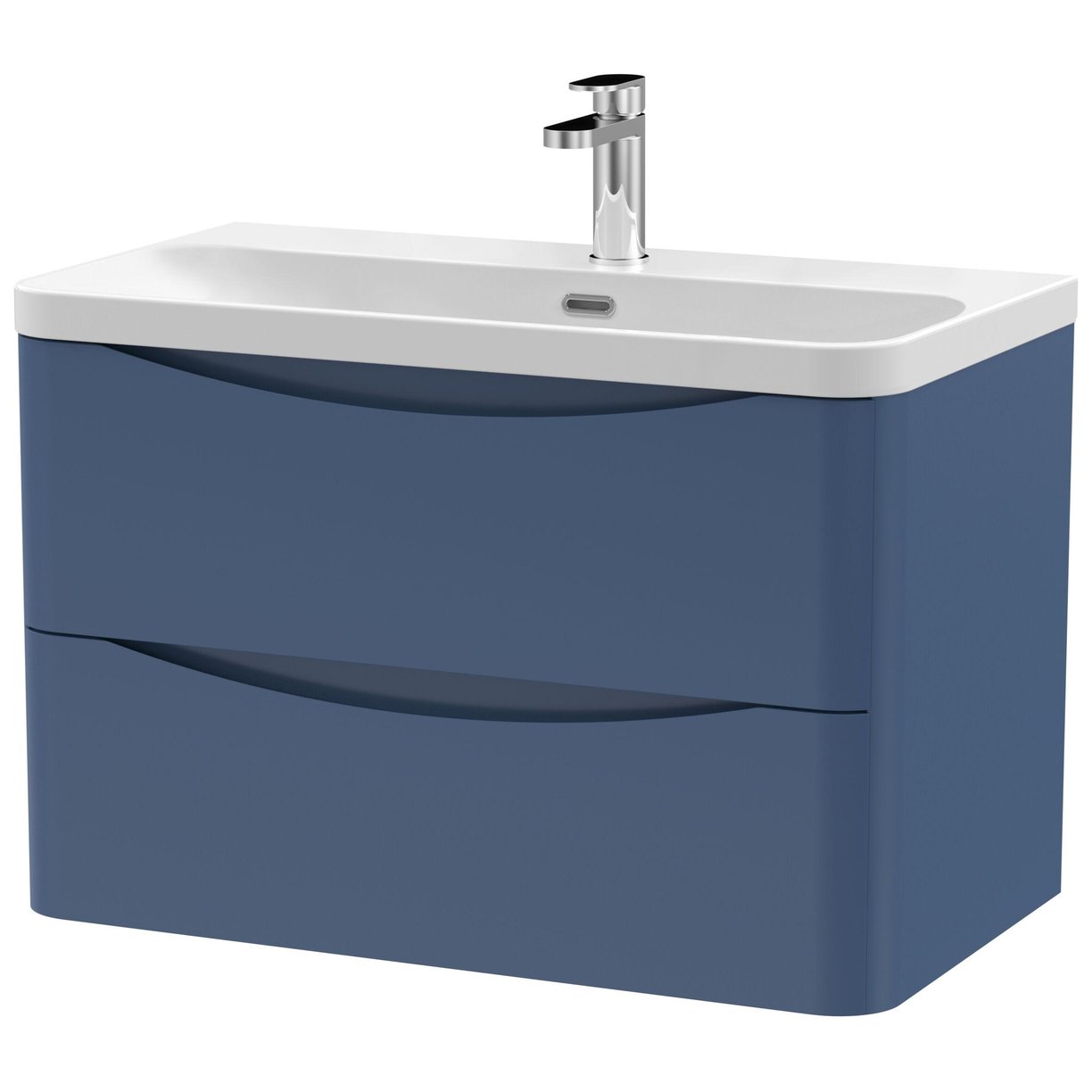 800mm Wall Hung 2 Drawer Vanity & Thin Edge Ceramic Basin
