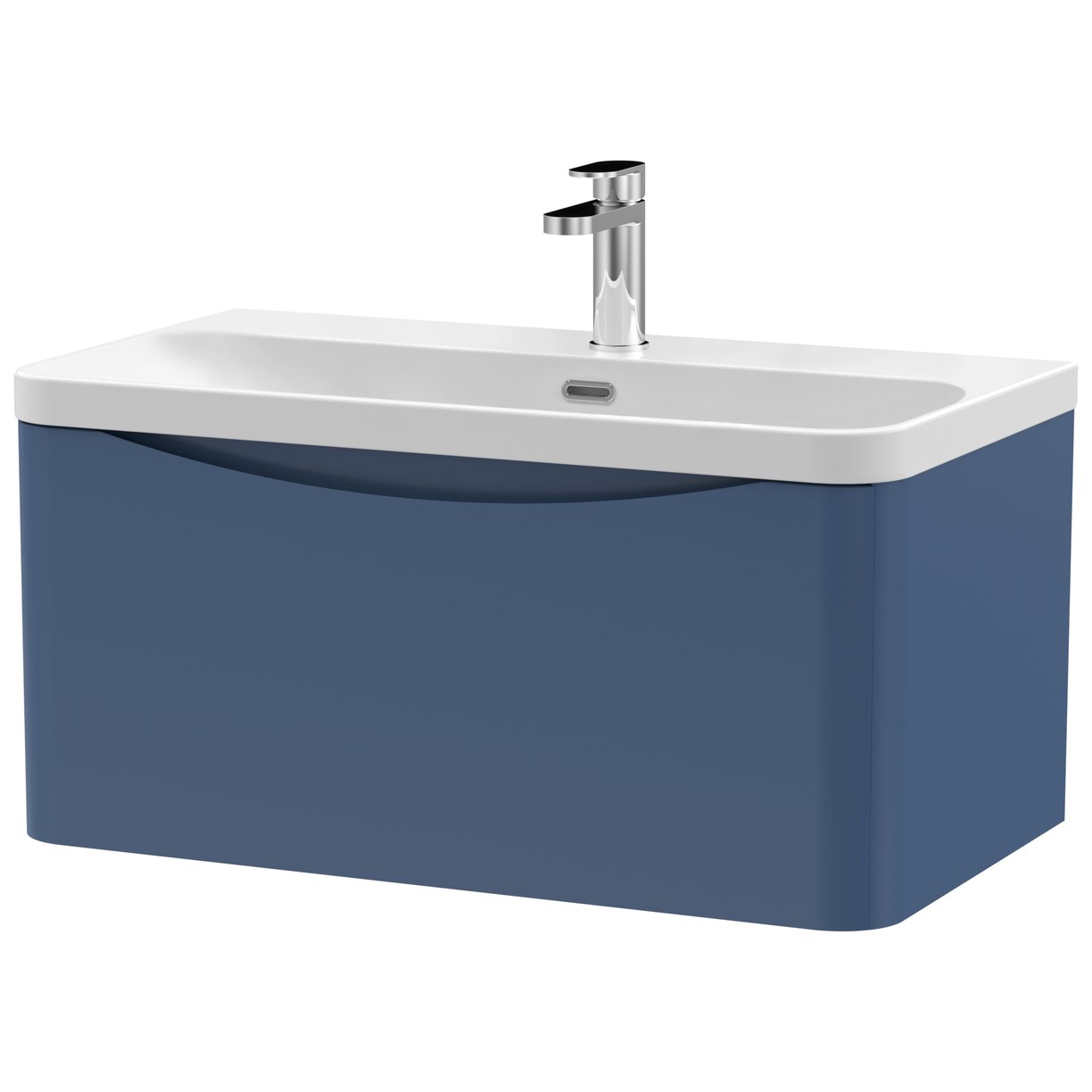 800mm Wall Hung 1 Drawer Vanity & Thin Edge Ceramic Basin