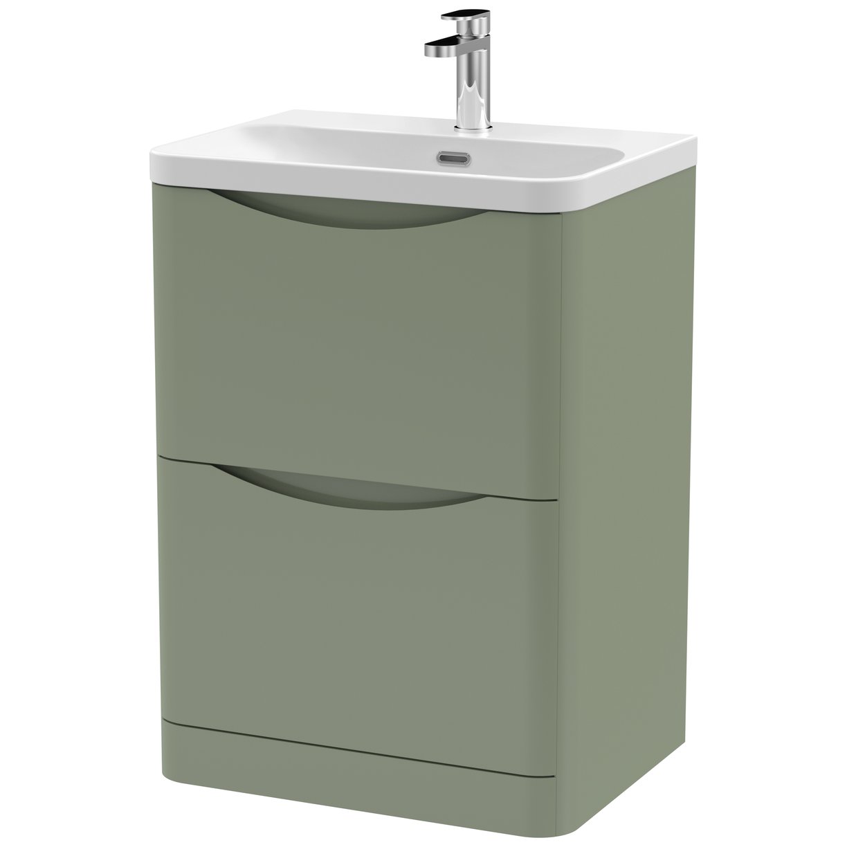 600mm Floor Standing 2 Drawer Vanity & Thin Edge Ceramic Basin