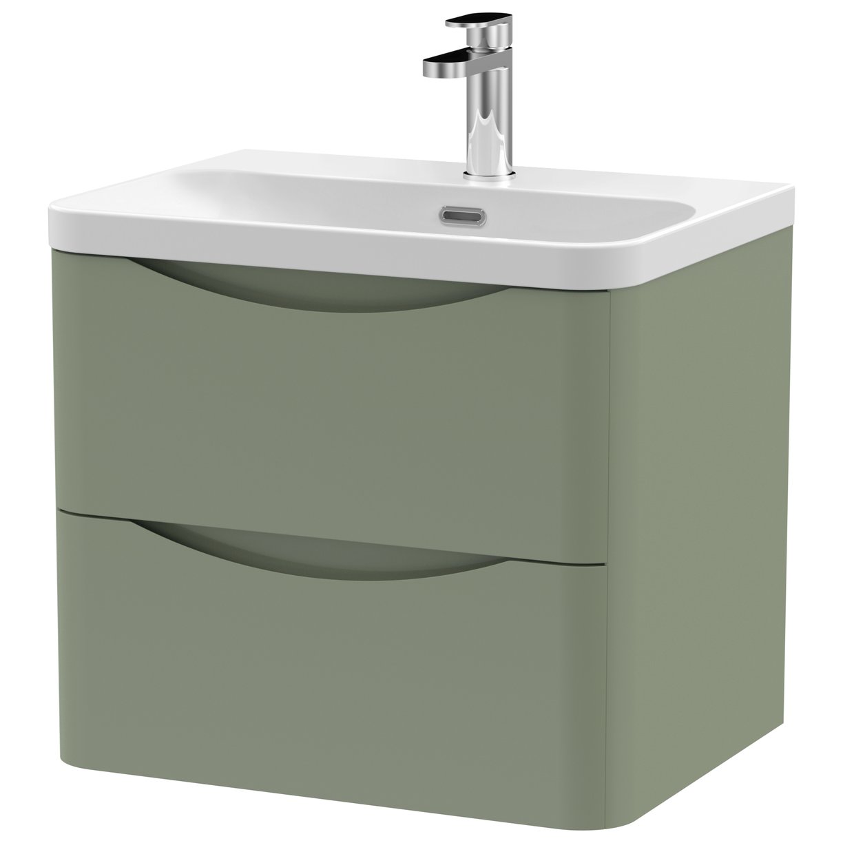 600mm Wall Hung 2 Drawer Vanity & Thin Edge Ceramic Basin