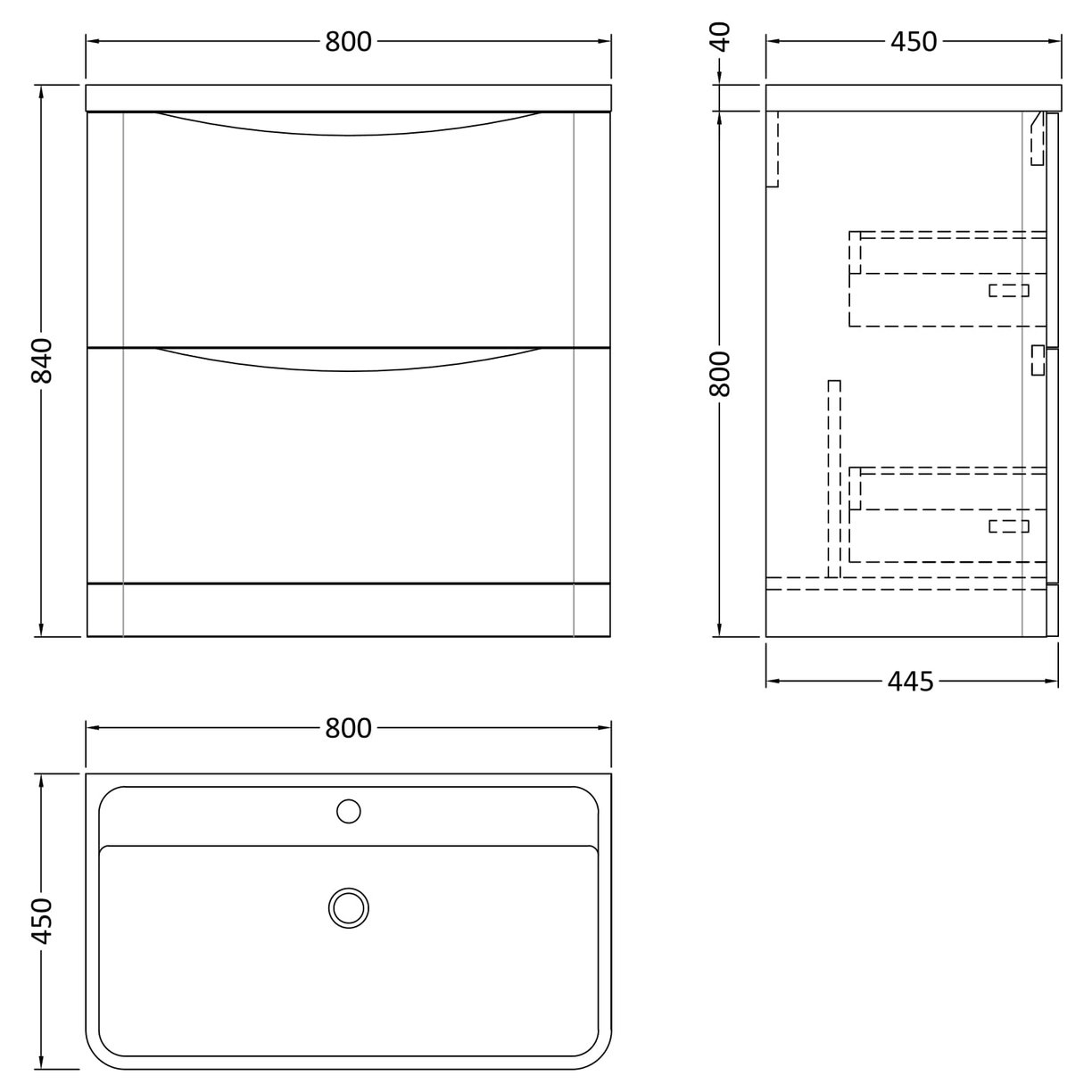 800 F/S 2-Drawer Unit & Polymarble Basin