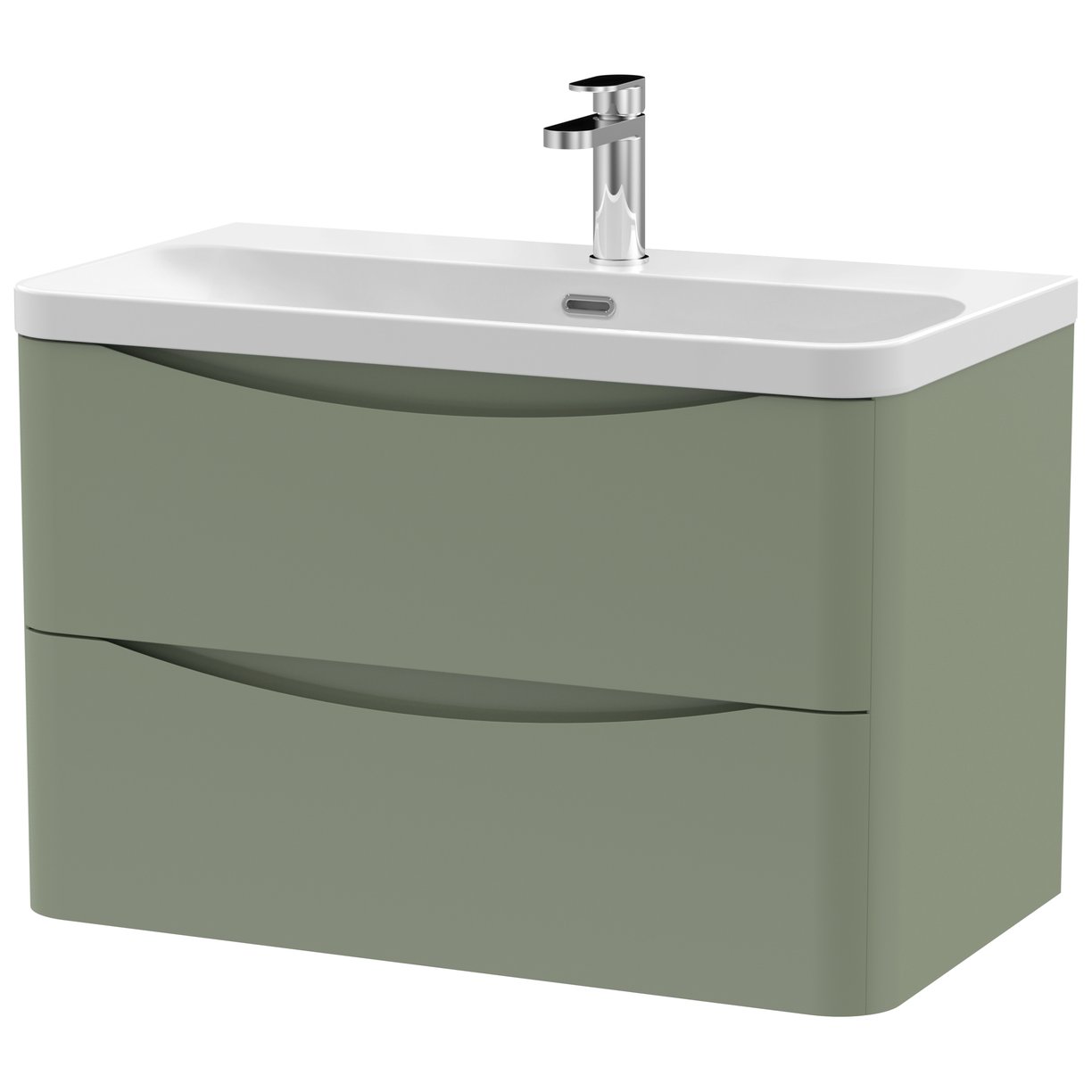 800mm Wall Hung 2 Drawer Vanity & Thin Edge Ceramic Basin