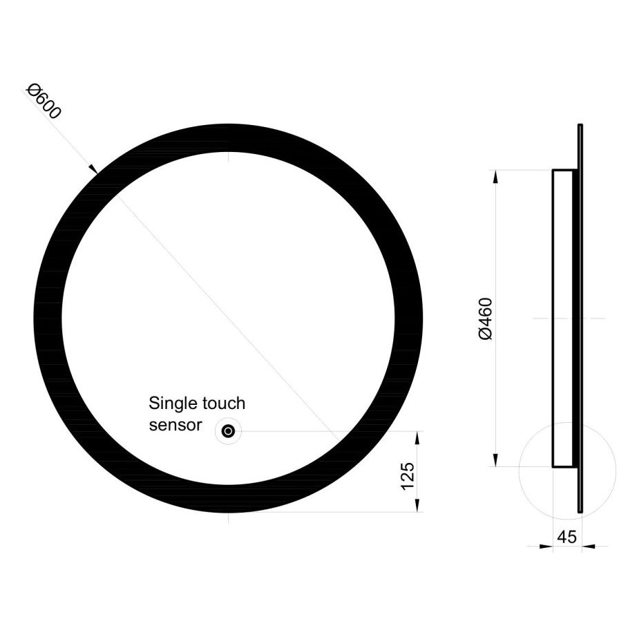 Lunar LED Mirror W/Demister Pad 600 Dia