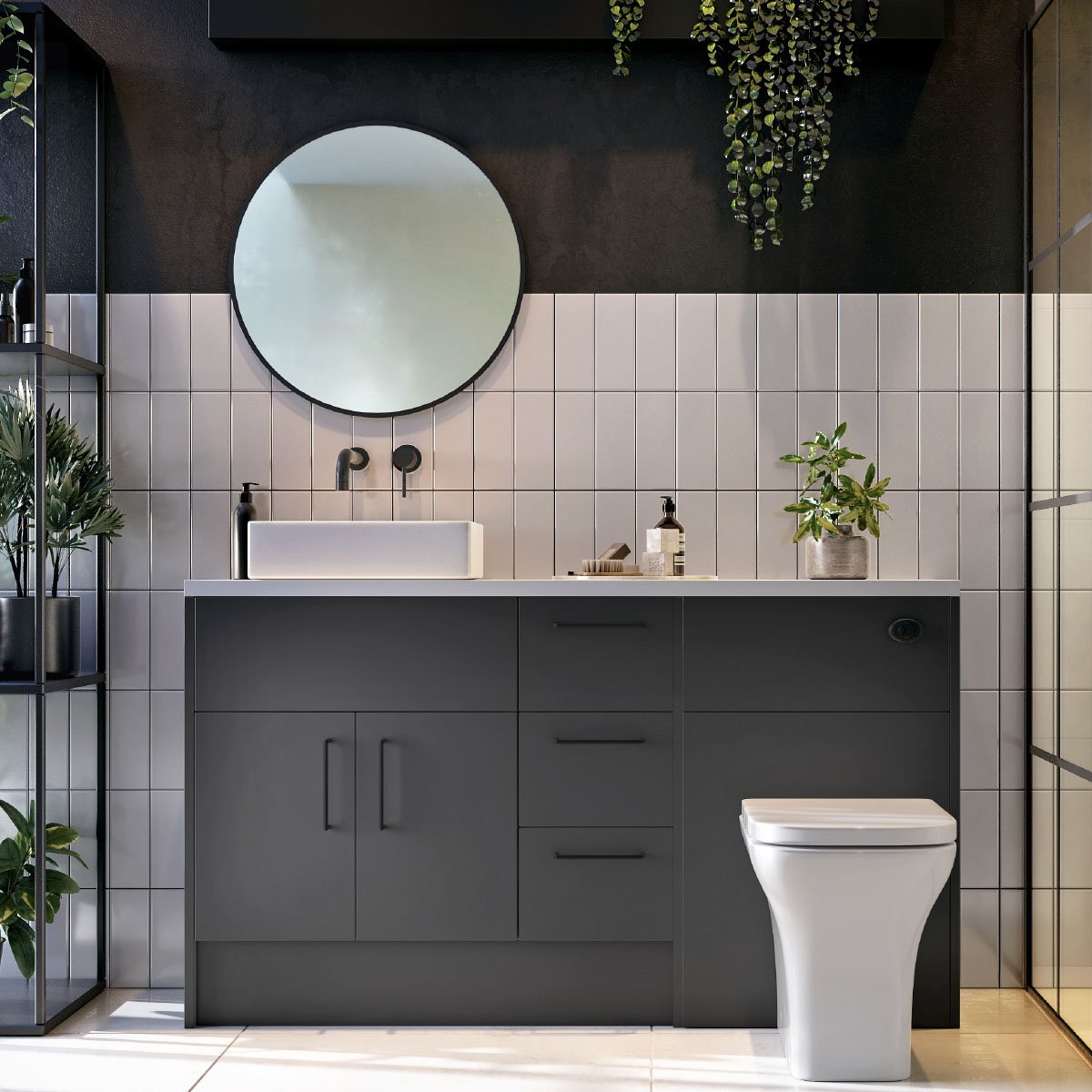 MOQ Macie 600 LED Round Mirror Black