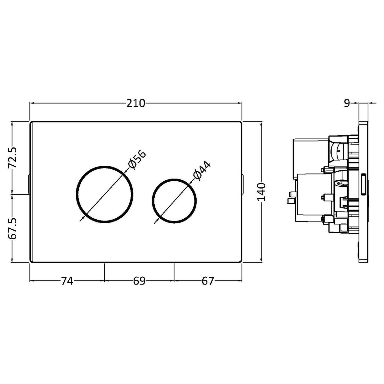 Round Plate For Pneumatic Dual Flush - Matt White