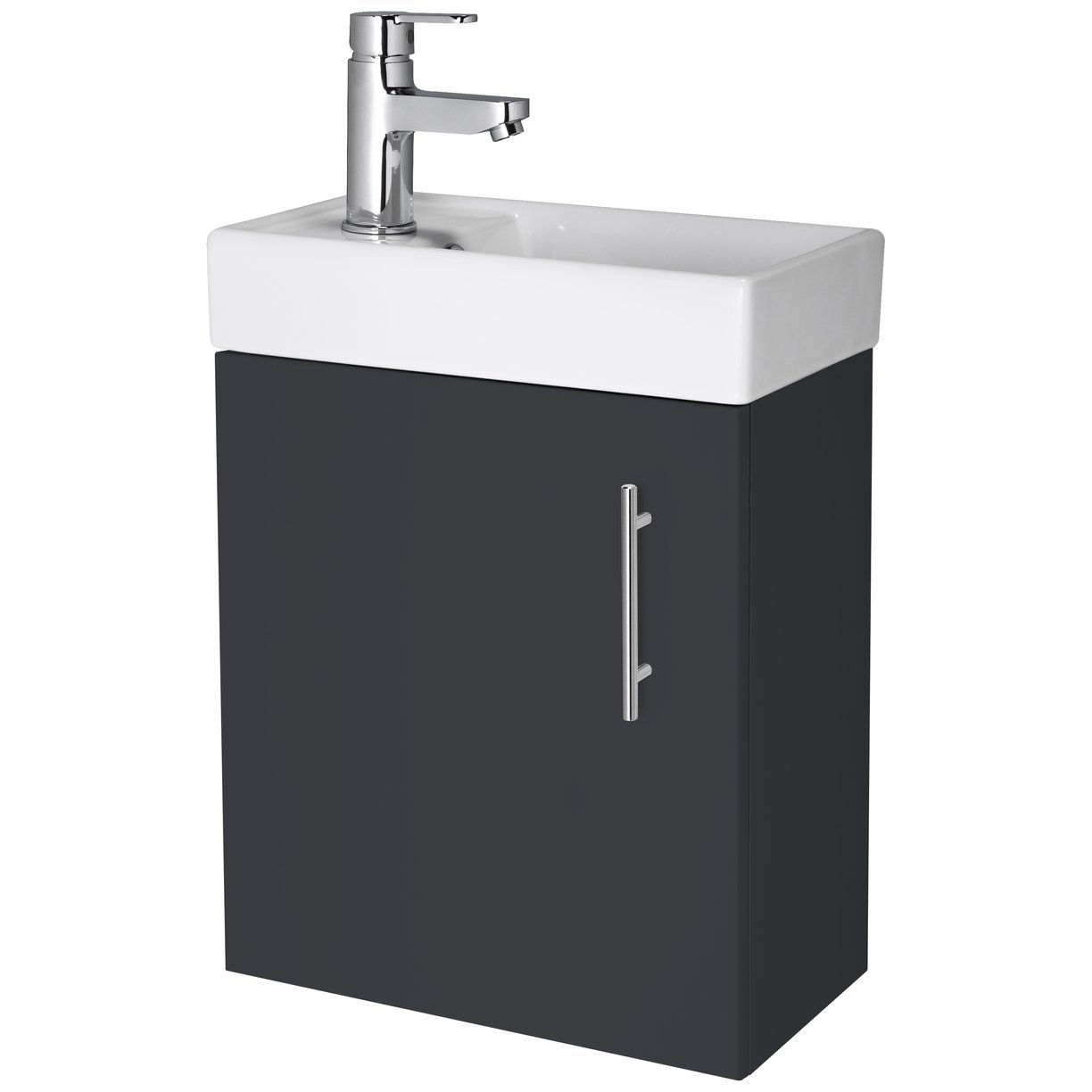 400mm Single Door WH Unit and Basin - Soft Black Satin