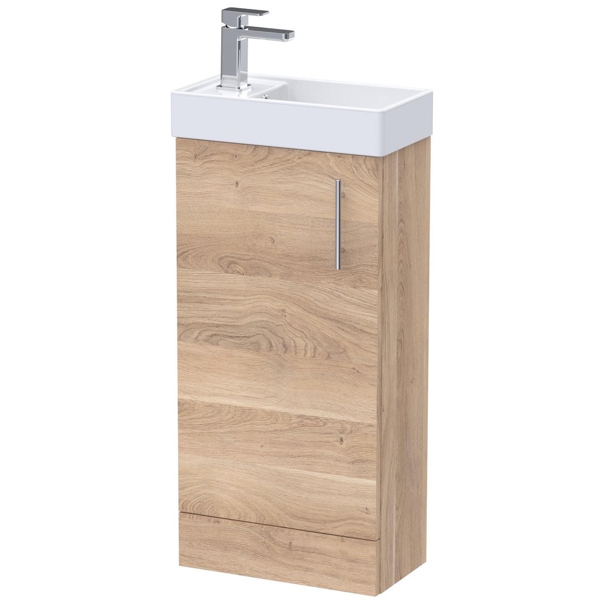 400mm Single Door Floor Standing Unit Inc' Basin - Bleached Cuneo Oak
