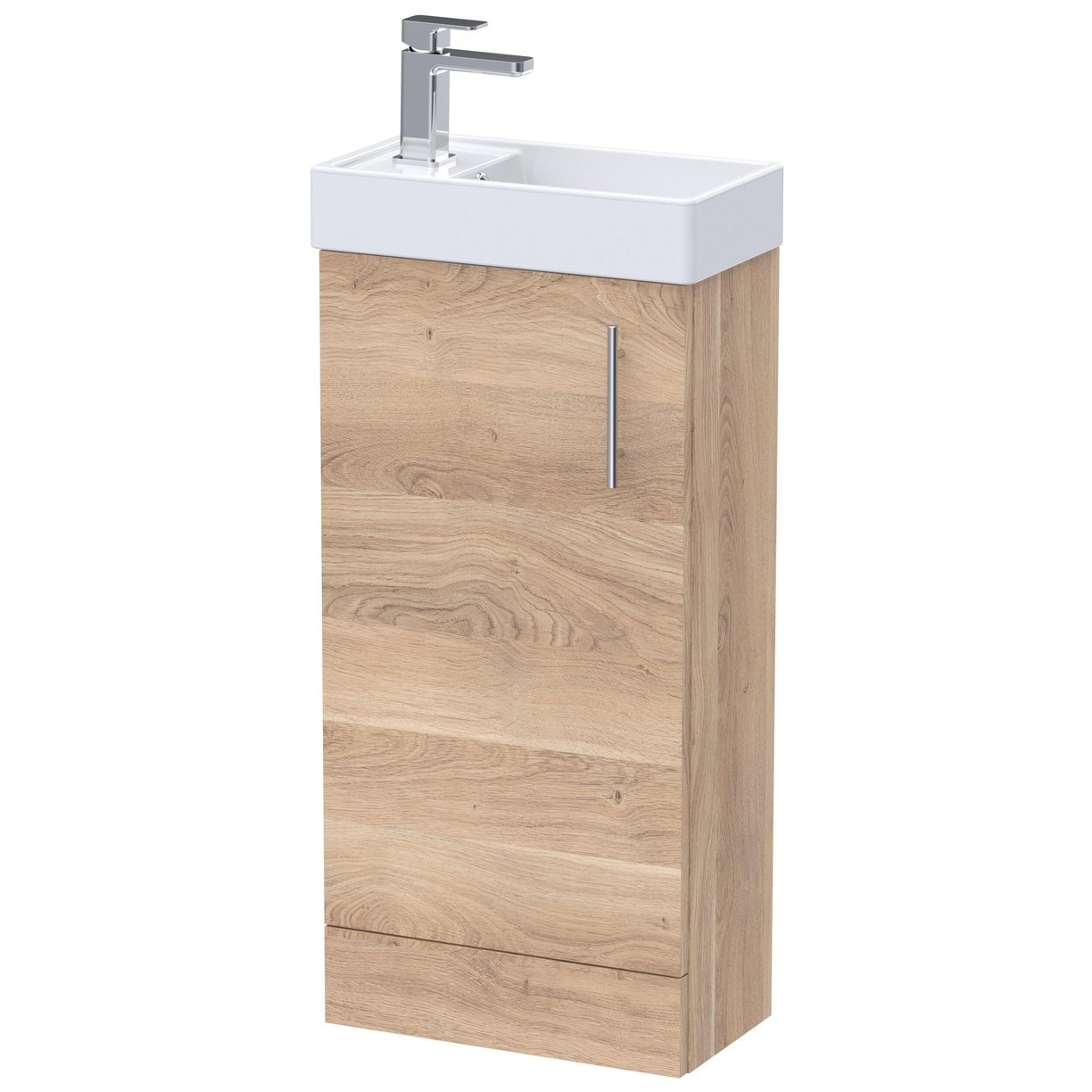 400mm Single Door Floor Standing Unit Inc' Basin - Bleached Cuneo Oak