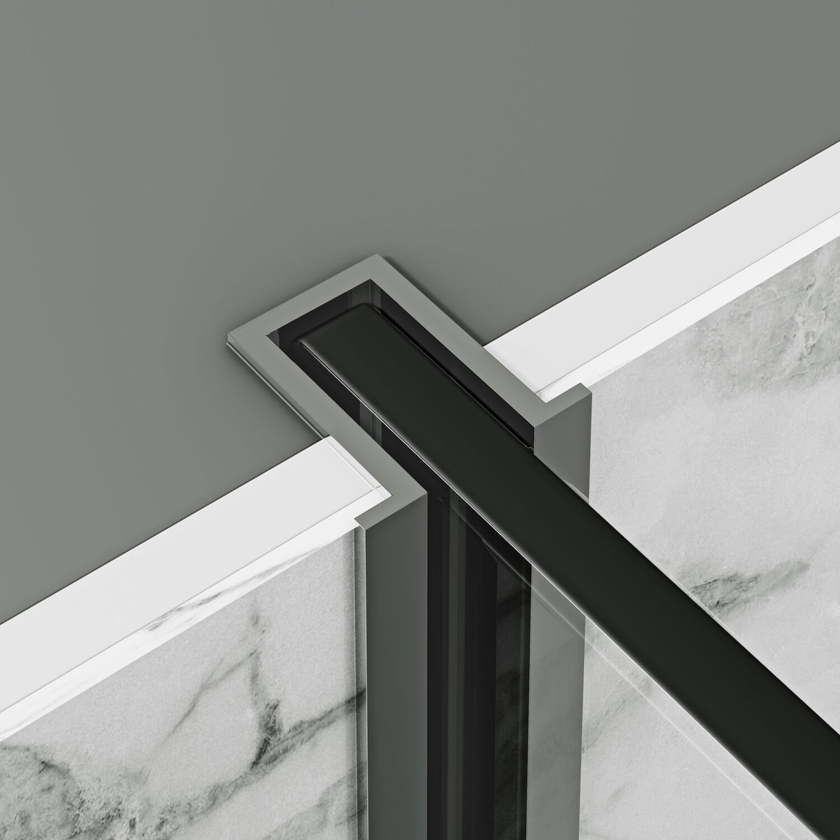 Minos 10mm Wetroom Screen with Recessed Wall Profile & Bracing Bar 1200mm