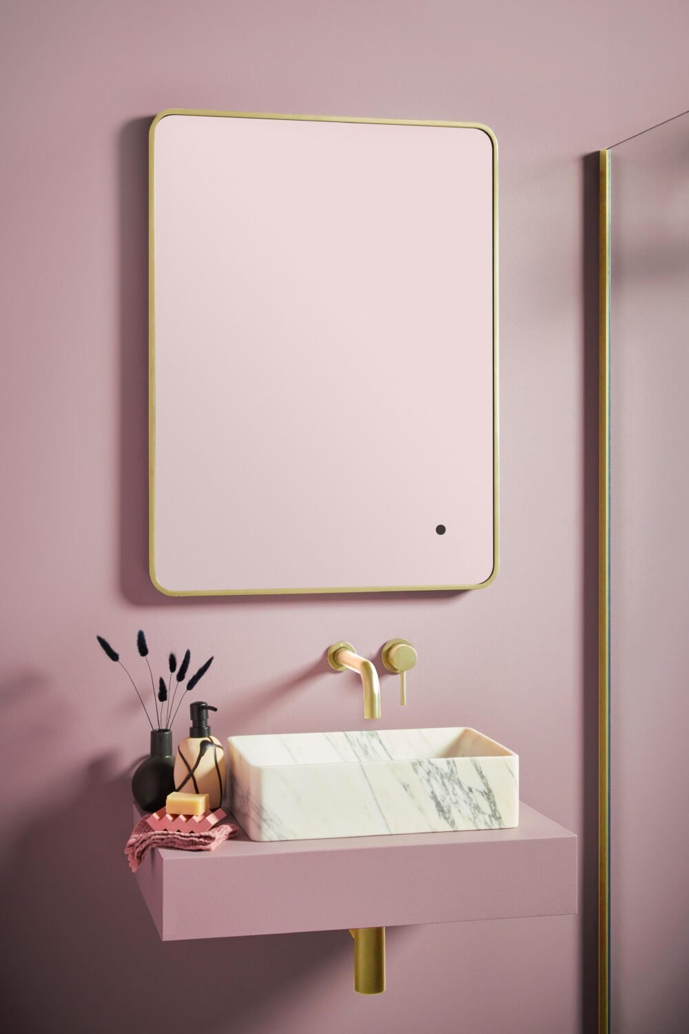 Soft Square LED 500x700 Mirror Brushed Brass Frame