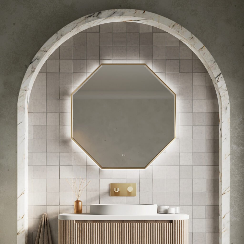 Passa Octagonal Mirror 800 x 800mm Brushed Brass
