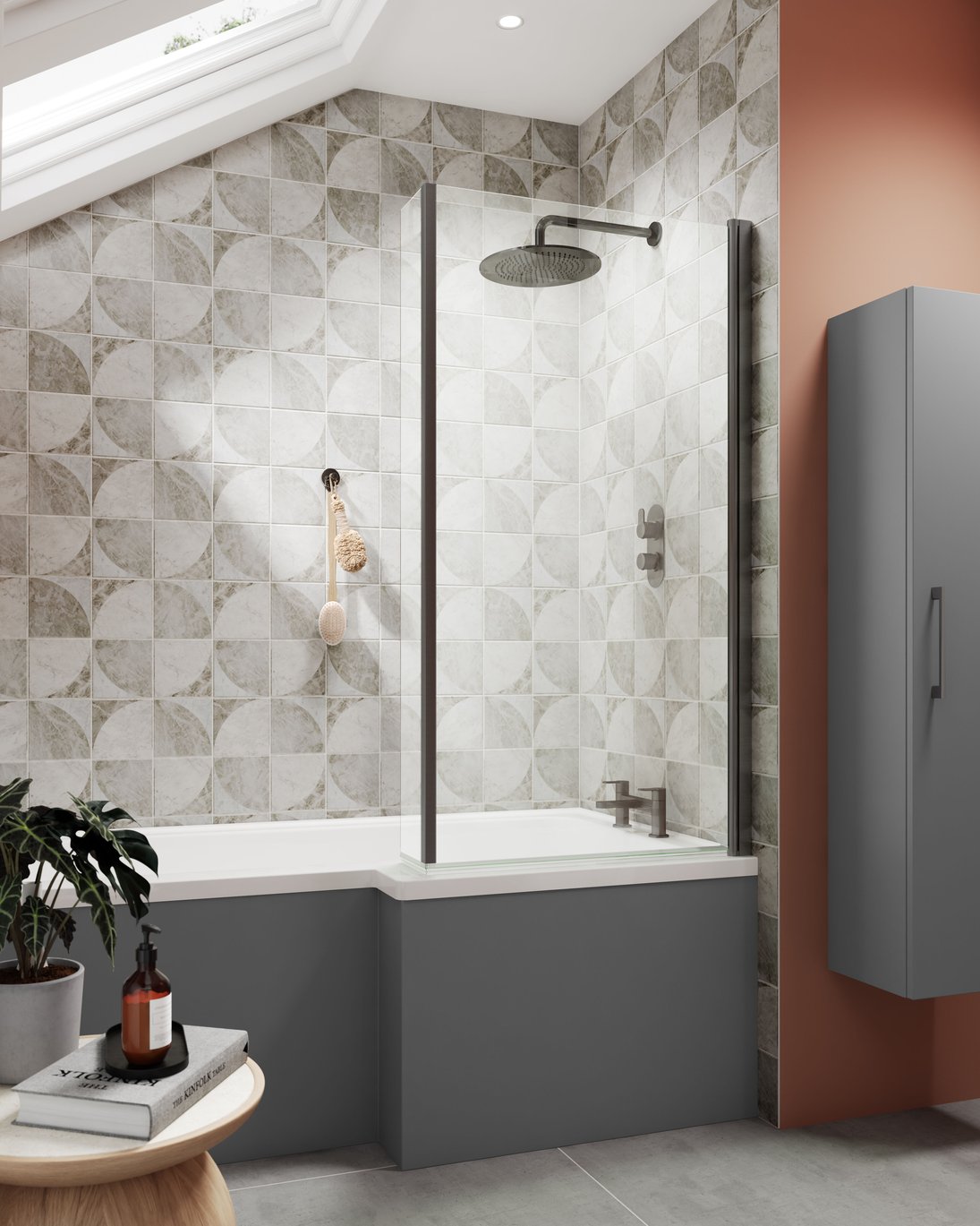 Tall Wall Hung Unit Single Door - Satin Grey