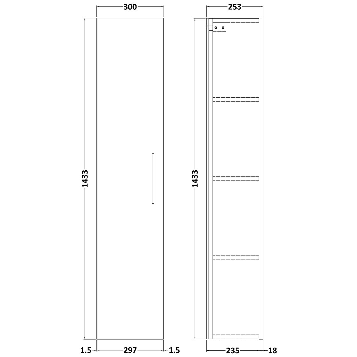 300mm Tall Unit (1 Door) - Satin Green