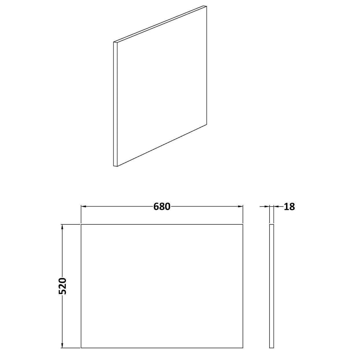 Square Shower Bath End Panel - Bleached Cuneo Oak