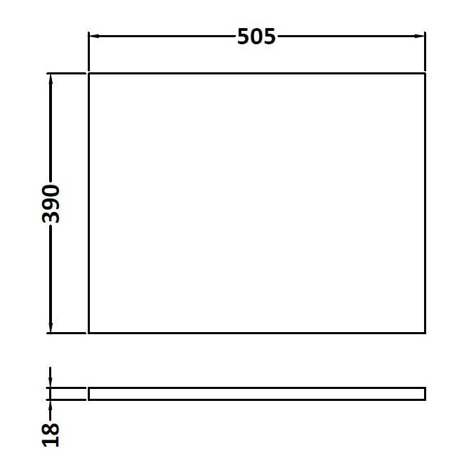 500mm Worktop (505x390x18mm) - Gloss White