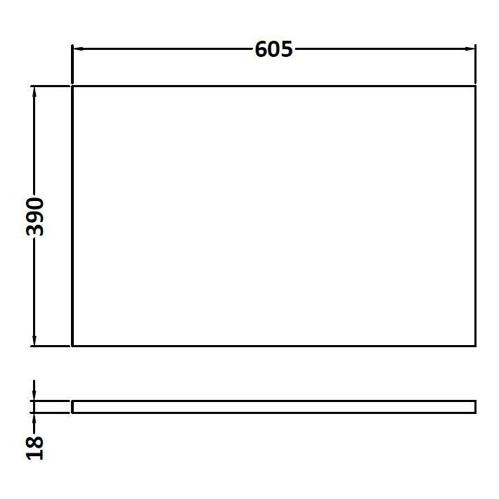 600mm Worktop (605x390x18mm) - Gloss White