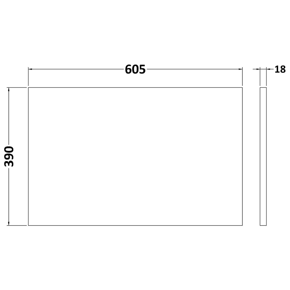 600mm Worktop (605X390X18mm) - Monument Grey