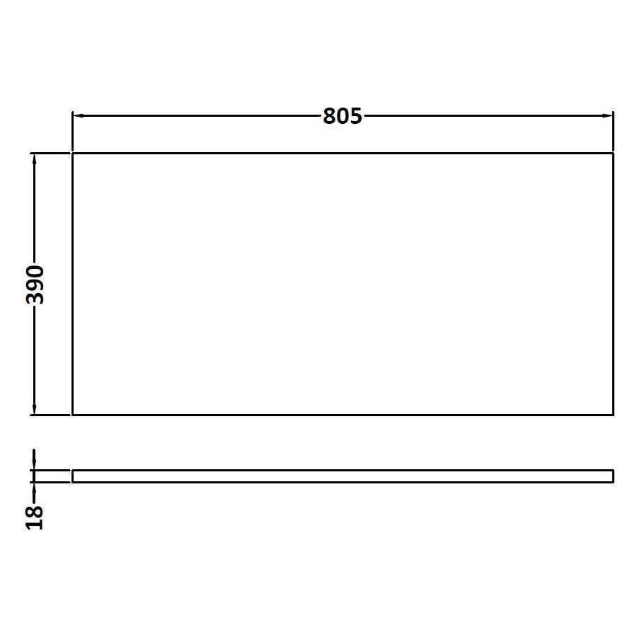 800mm Worktop (805x390x18mm) - Gloss Grey
