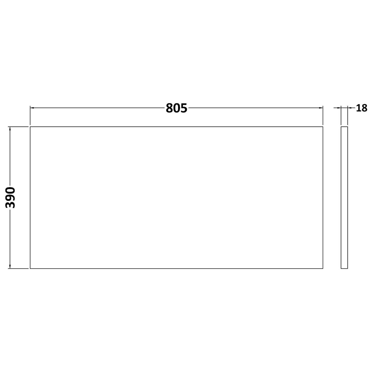 800mm WORKTOP (805x390x18mm) - Charcoal Black