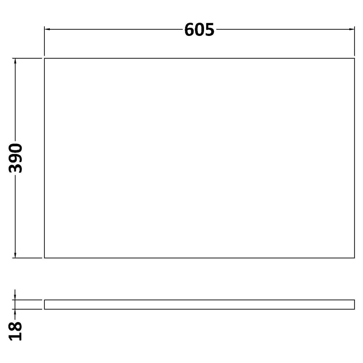 600mm Worktop (605x390x18mm) - Satin White