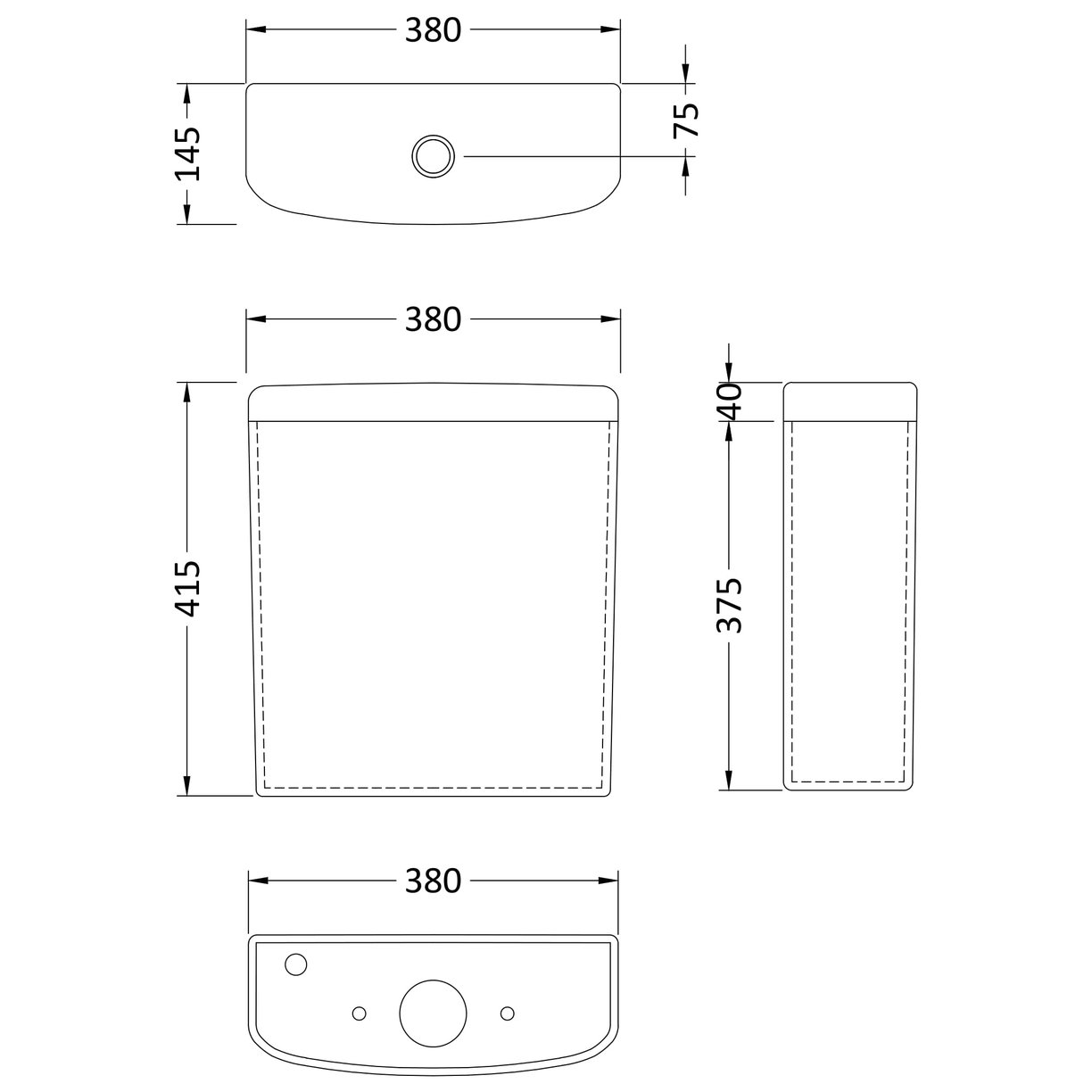 Cc Short Projection Cistern & Fittings - White