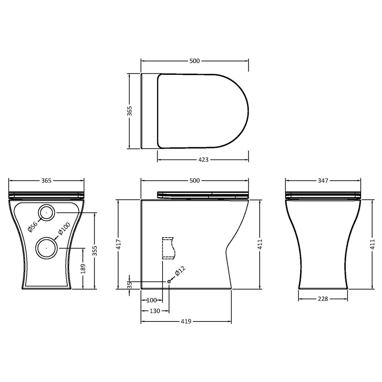 Freya Back To Wall Pan & Soft Close Seat