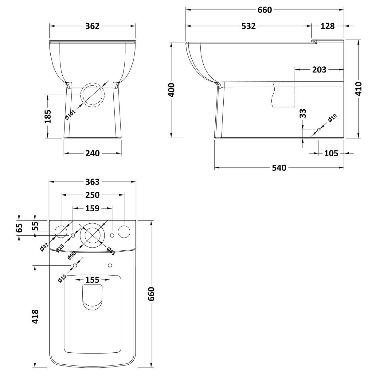 Flush To Wall CC Pan - White