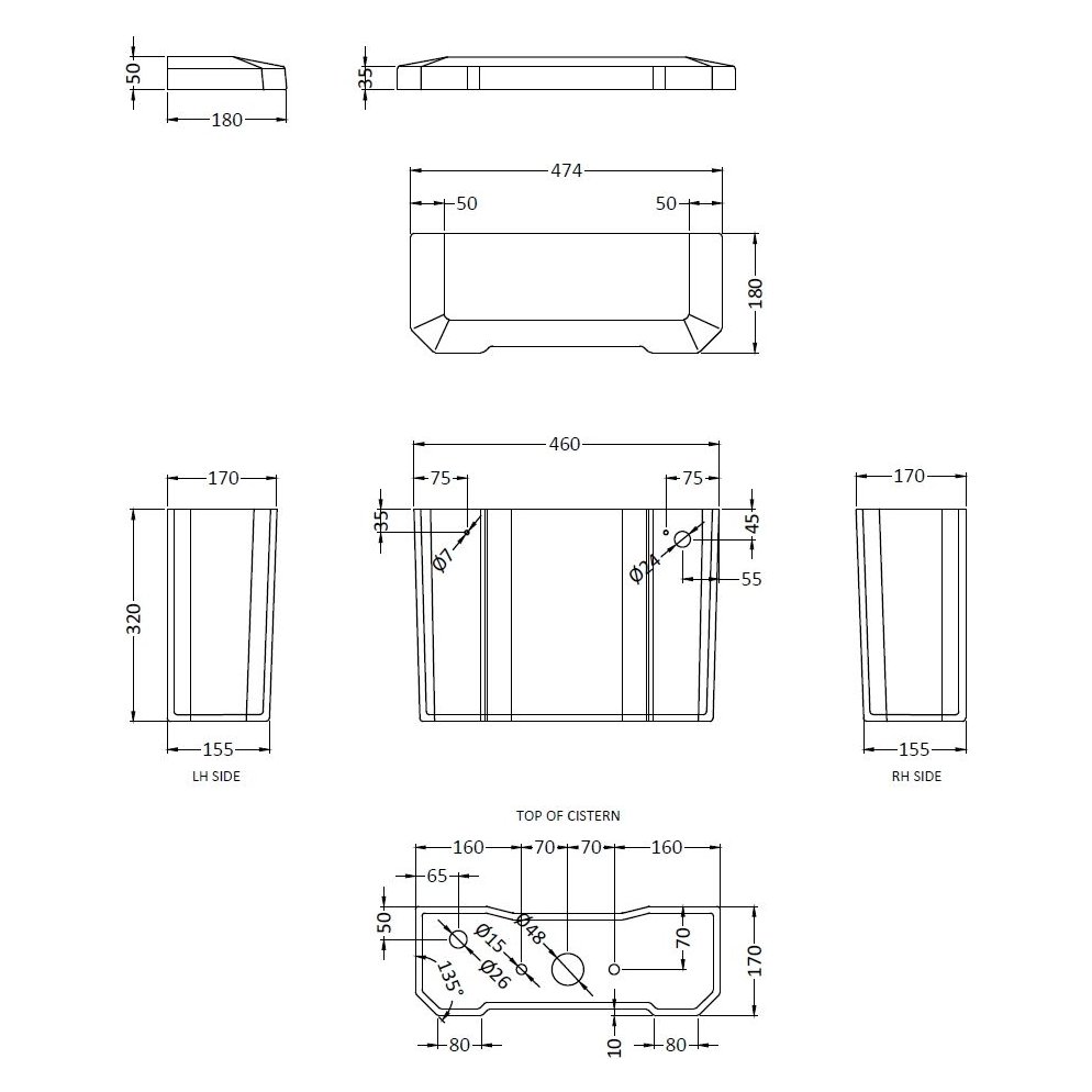 Toilet Cistern B Ceramic Lever Fittings - White