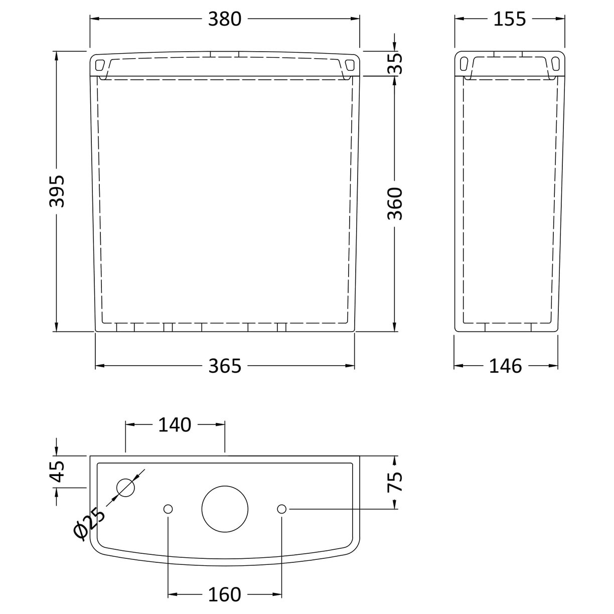 Compact Close Coupled Cistern - White