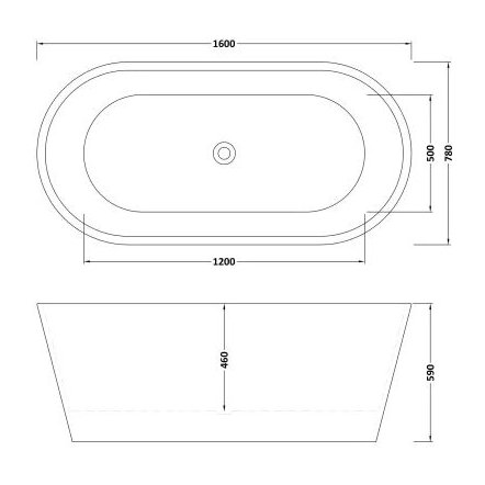 1600 x 780 x 590mm Oval Freestanding Bath