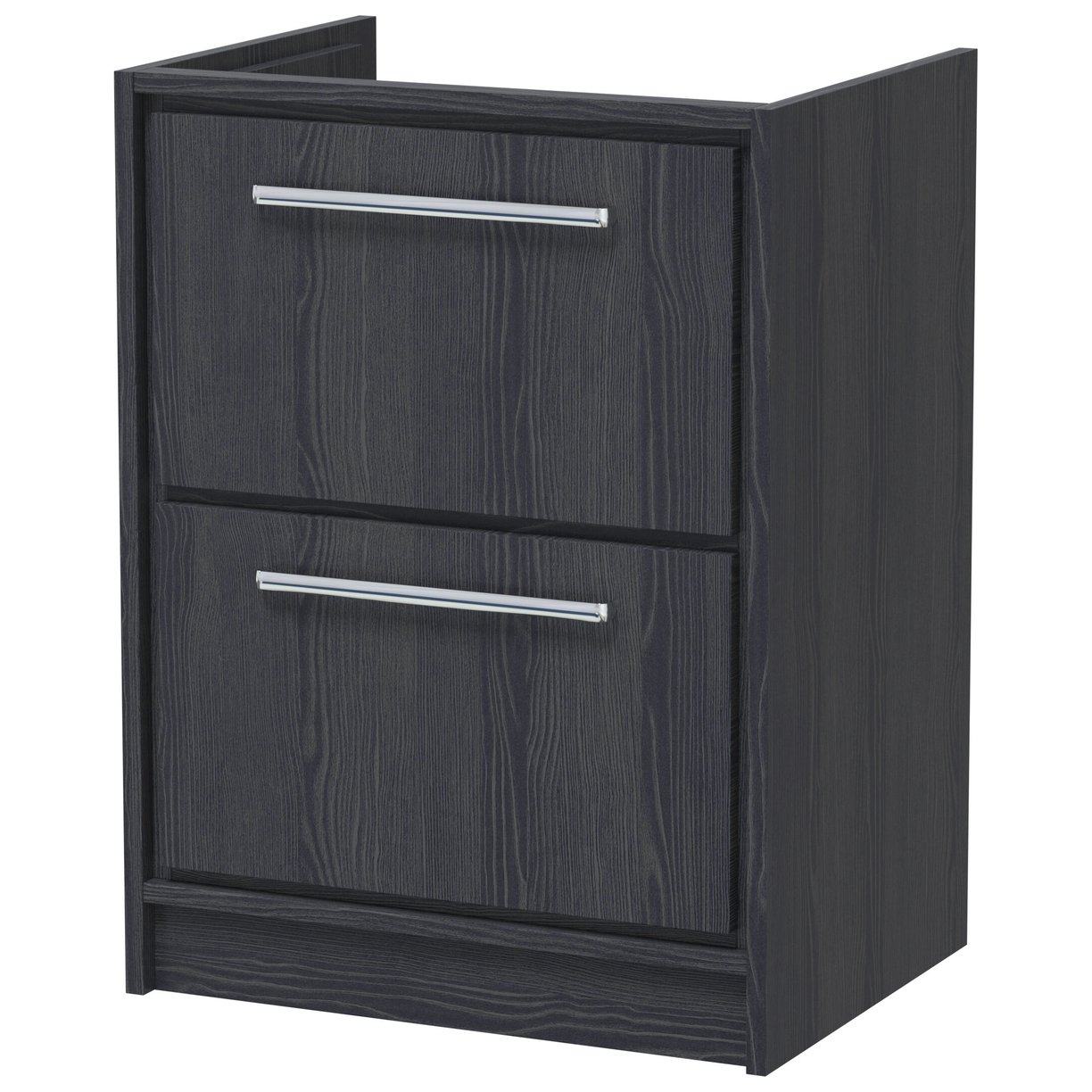 600 FS 2-Drawer Unit (455 DEEP) - Graphite Grey Woodgrain