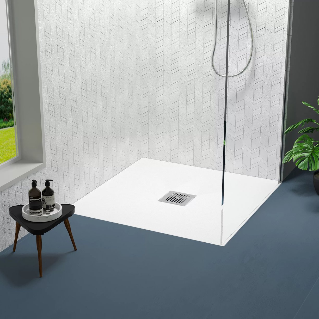 Square Shower Tray 800 x 800mm - Slate White